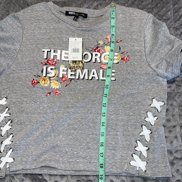 Honey & Sparkle medium t-shirt skirt sleeve lace up sides The Force Is Female - Picture 6 of 12